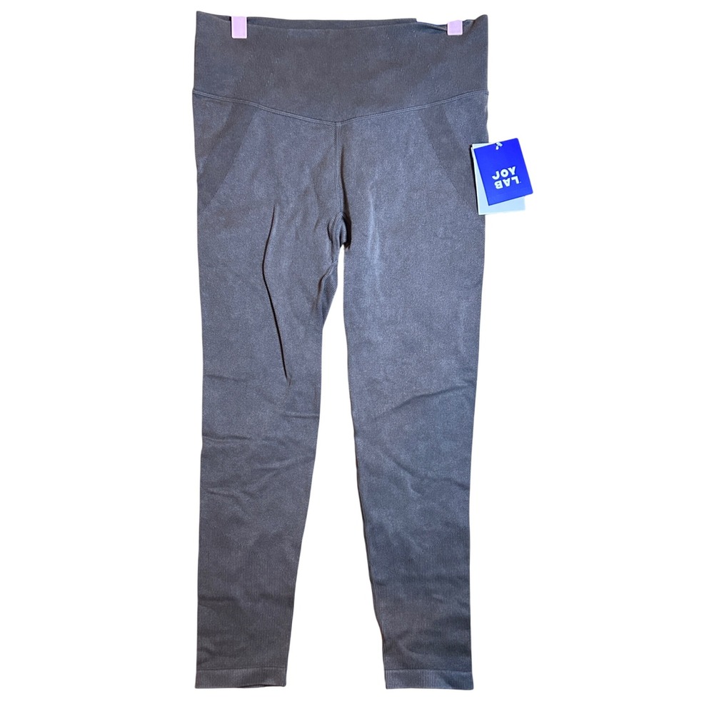 JoyLab Women's Ribbed Seamless Leggings Charcoal Gray Size L Athleisure